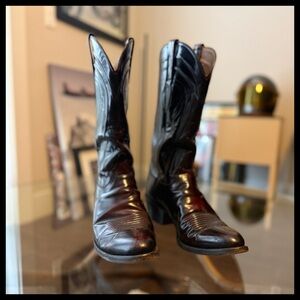 Lucchese Cherry Black Leather Western Boots